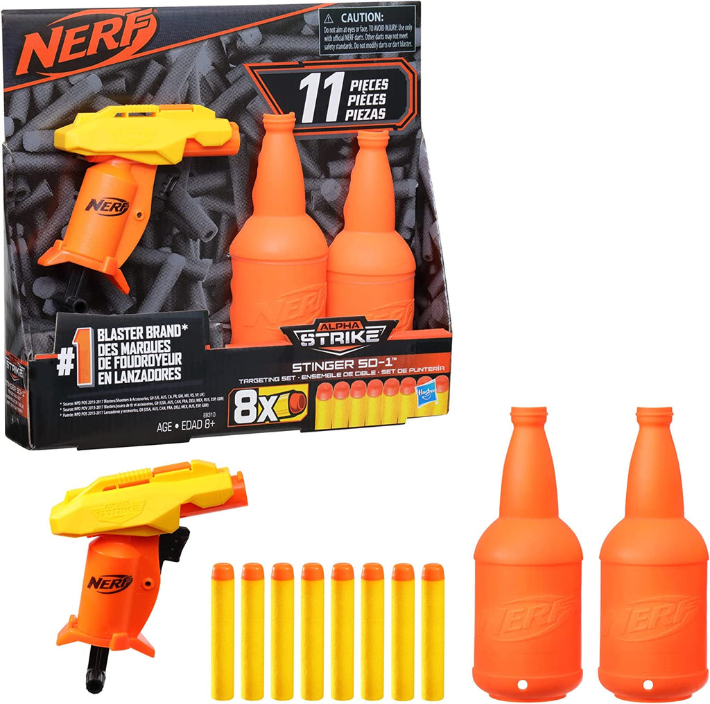 NERF Alpha Strike Stinger SD-1, Pistola Lanzadora, Paquete de 6 piezas.